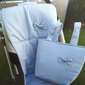 Set Colchoneta y Bolso Universal Topitos Gris