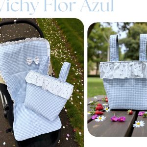 Colchoneta + Bolso vichy flor azul