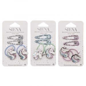 Pack 2 coleteros unicornio + 2 clips pelo