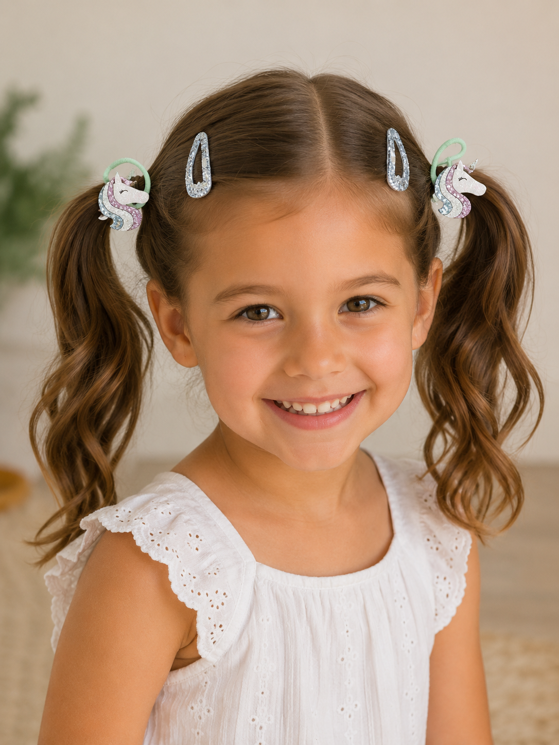 Pack 2 coleteros unicornio + 2 clips pelo - Imagen 5