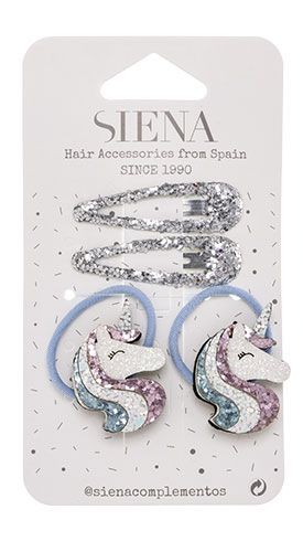 Pack 2 coleteros unicornio + 2 clips pelo - Imagen 2