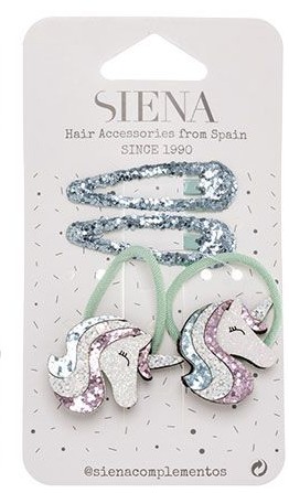 Pack 2 coleteros unicornio + 2 clips pelo - Imagen 4